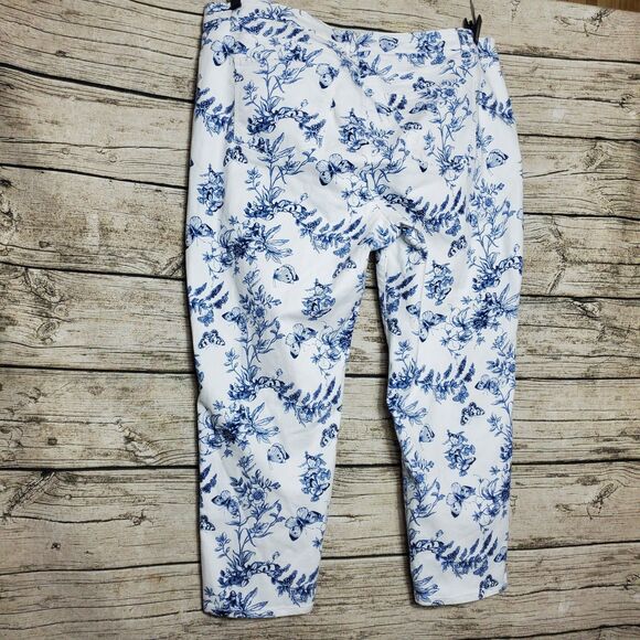 Talbots White and Blue Print Denim Slim Ankle Jeans Size 20WP - Picture 4 of 7